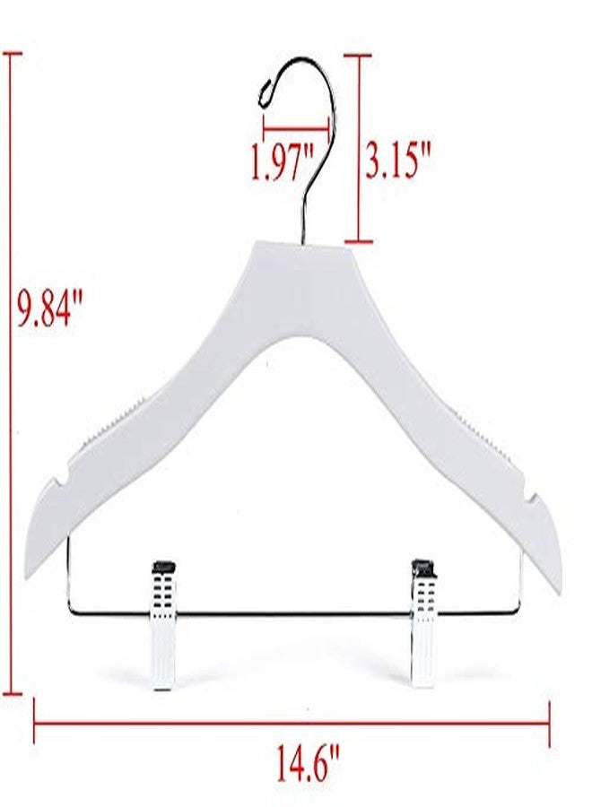 Quality Hangers Quality 14.5" White Wooden Petite Kids Skirt Pant Hanger Luxury Design with Robber Grips Chrome Swivel Hook Medium Elementary Size - Image 4